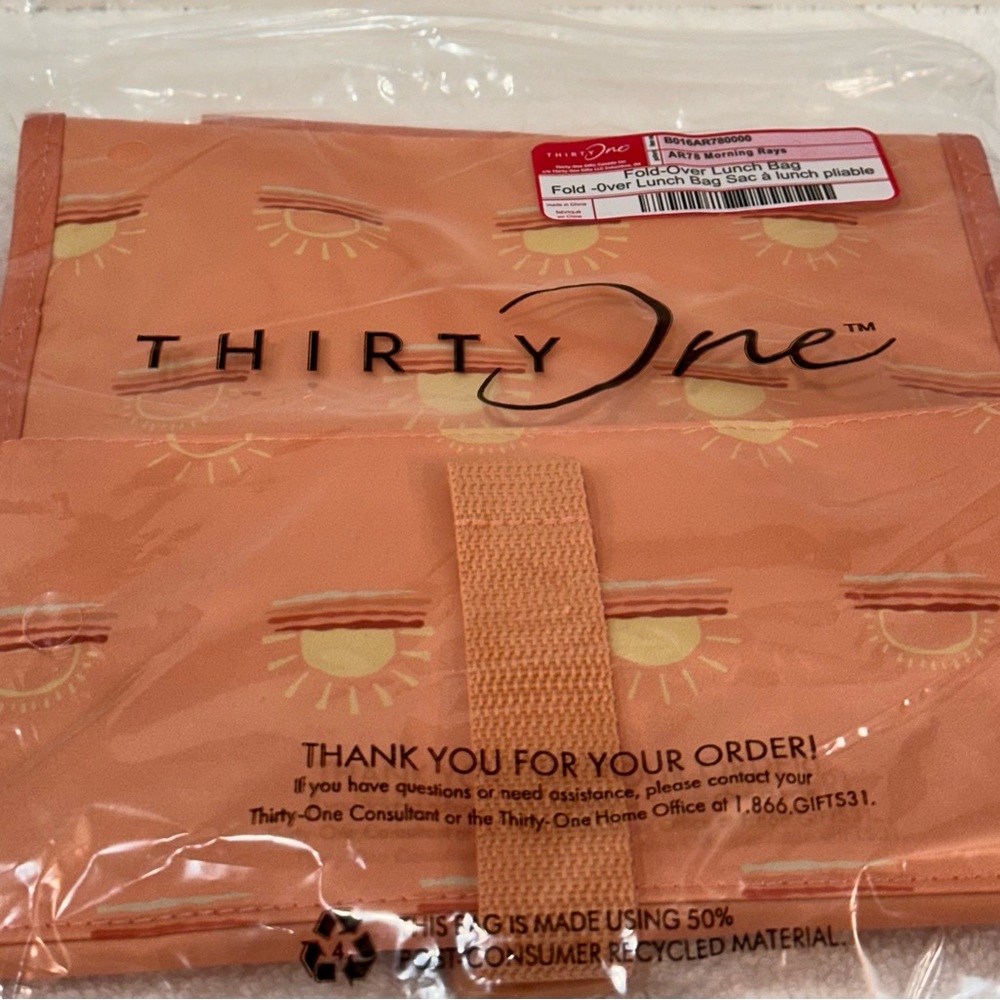 NWT Thirty One Fold Over Lunch Bag. Pattern Morning Rays. - Picture 5 of 9